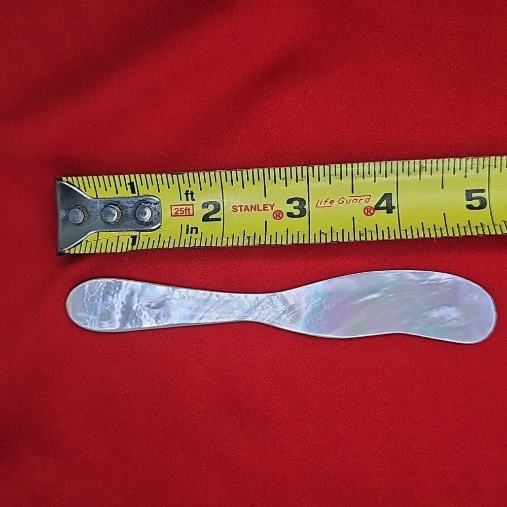Mother of Pearl Caviar Snack Serving Plates & Knife Shell Polished Trinket